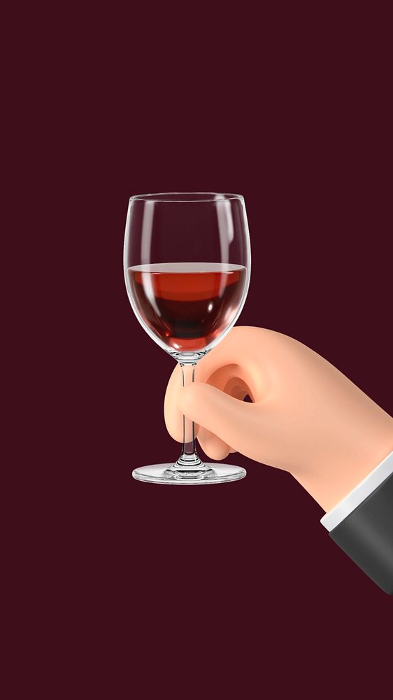 3D raised wine glass, element editable illustration