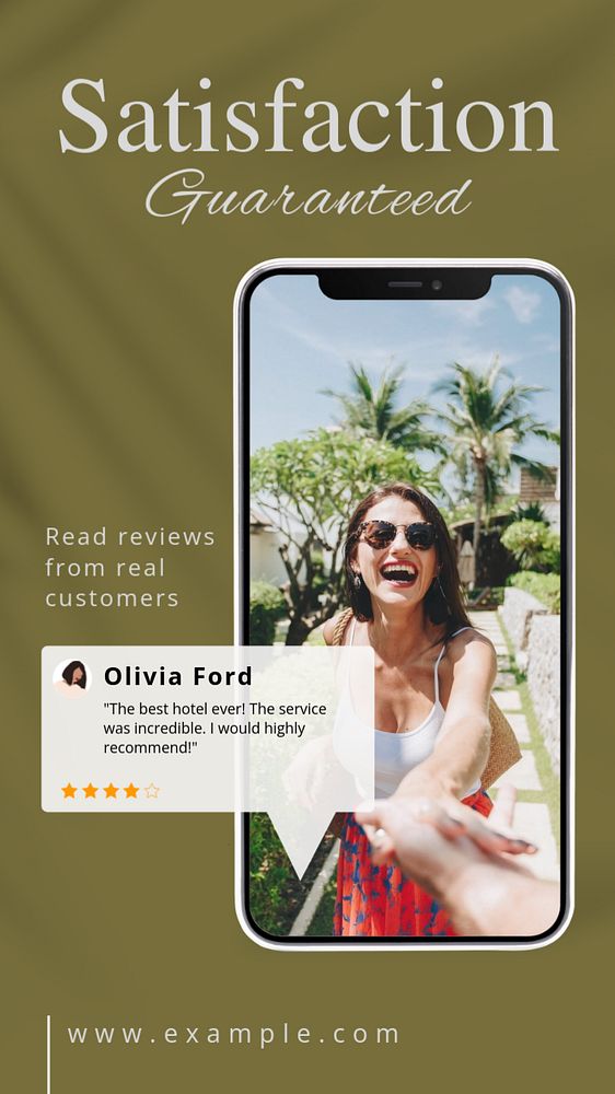 Customer review Instagram story template, editable text