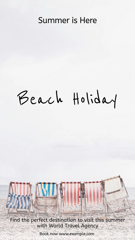 Beach holiday Instagram story template, editable text