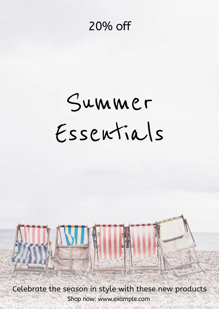 Summer essentials poster template, editable text & design