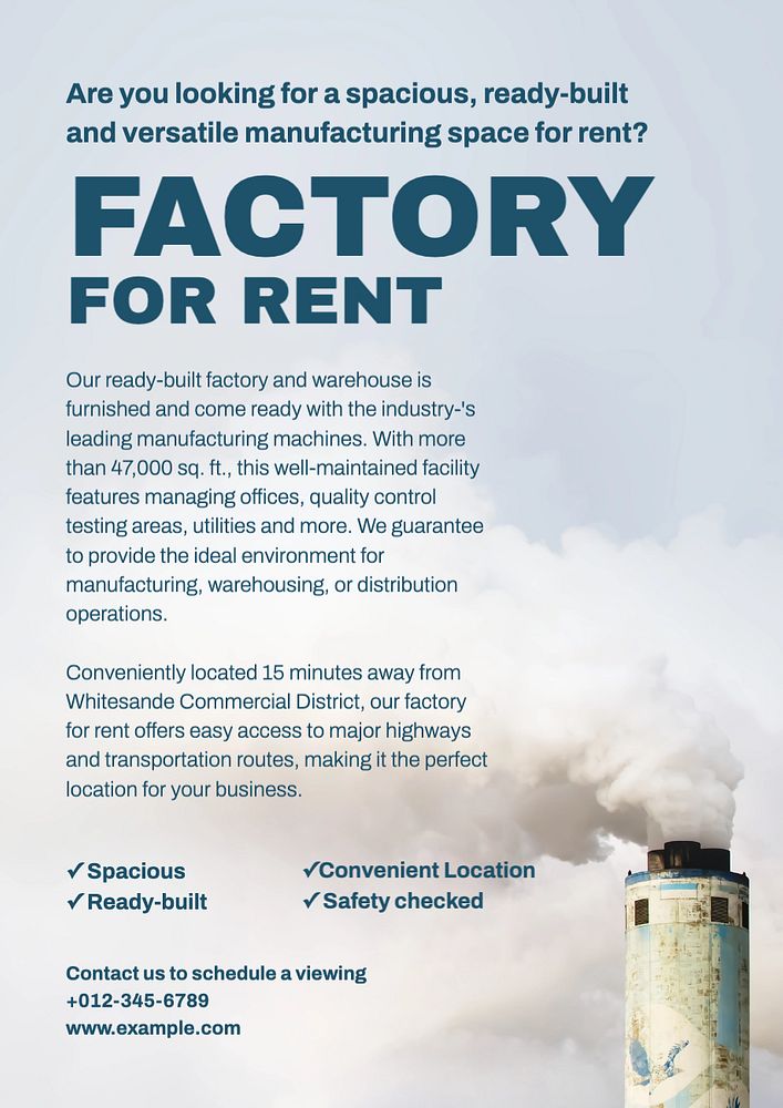 Factory poster template, editable text and design