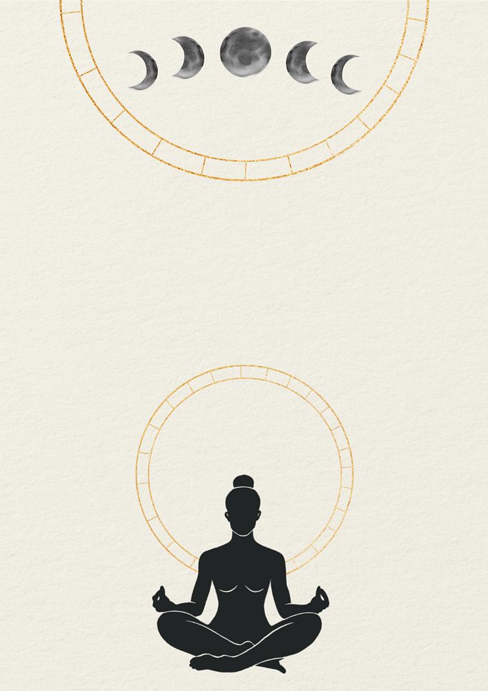 Man meditation silhouette, white background, editable design