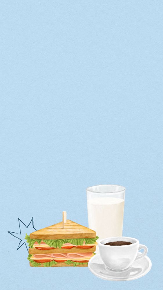 Lunch sandwich meal, iPhone wallpaper, editable design