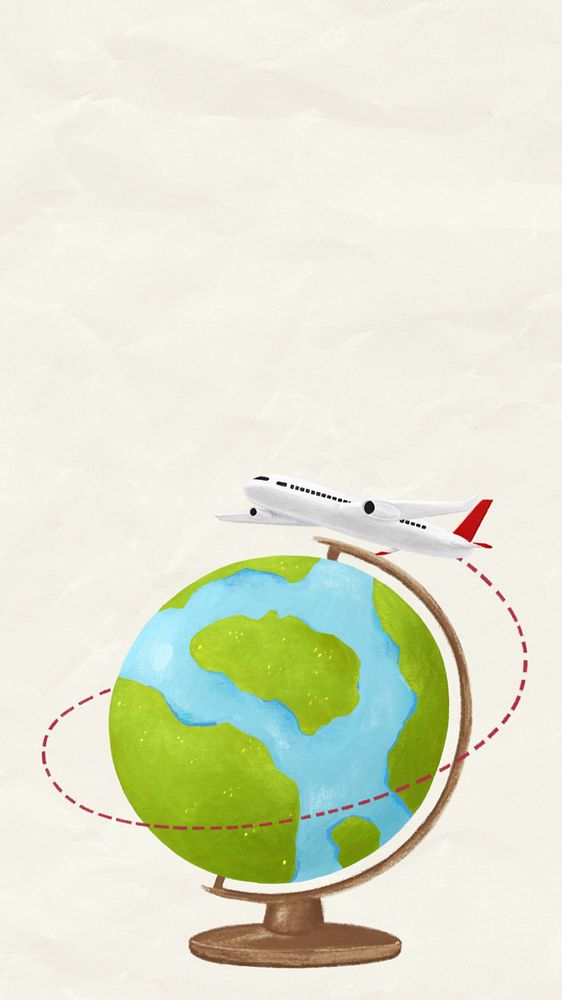 World travel aesthetic iPhone wallpaper, editable design