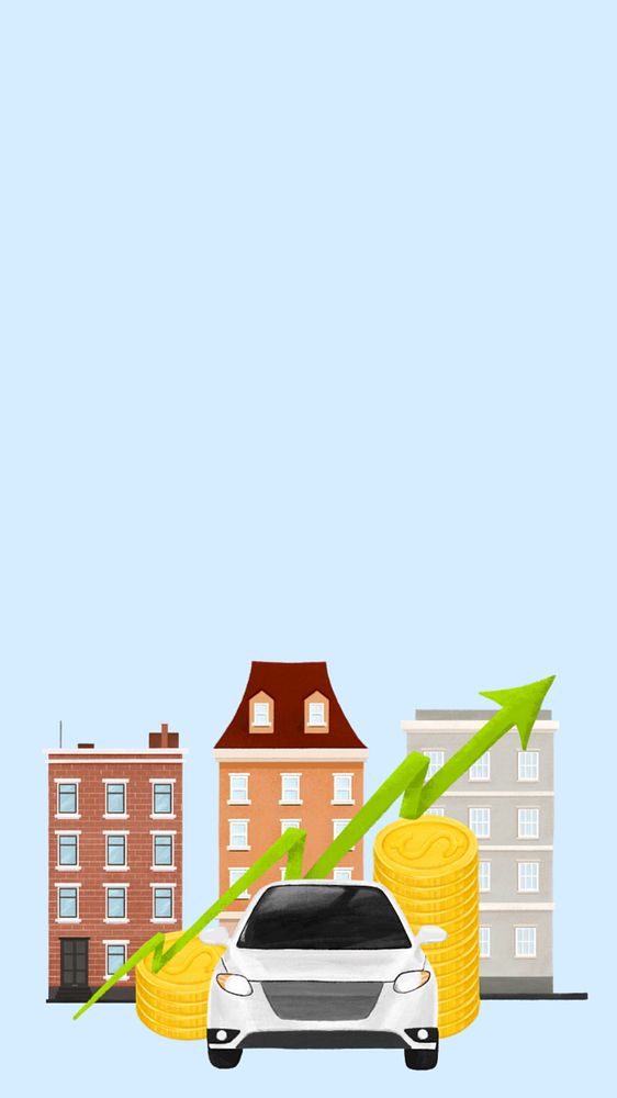 Property investment blue iPhone wallpaper, editable design