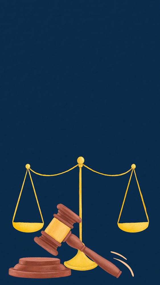 Law justice illustration blue iPhone wallpaper, editable design