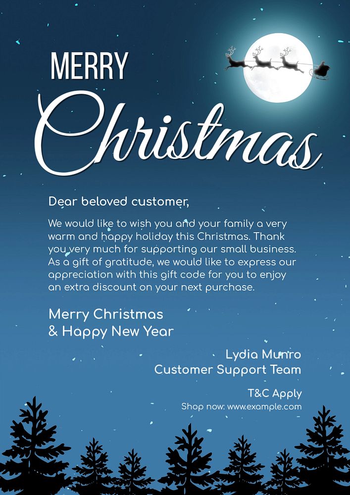 Merry Christmas poster template, editable text and design