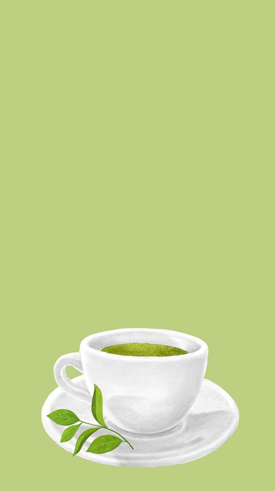 Green tea, green iPhone wallpaper, editable design