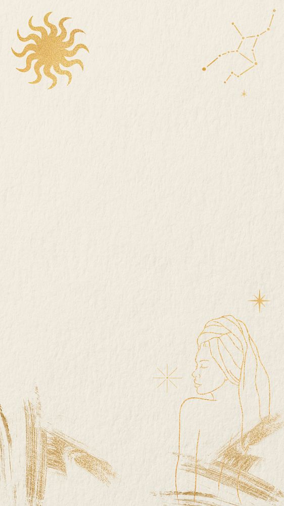 Woman line art, spiritual iPhone wallpaper, editable design