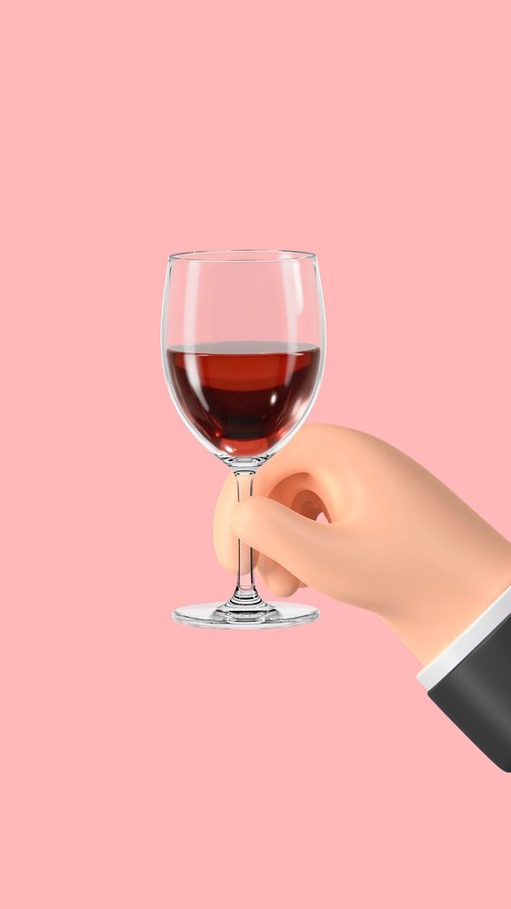 3D raised wine glass, element editable illustration