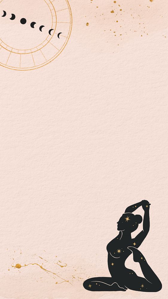 Woman doing yoga, spiritual iPhone wallpaper, editable design