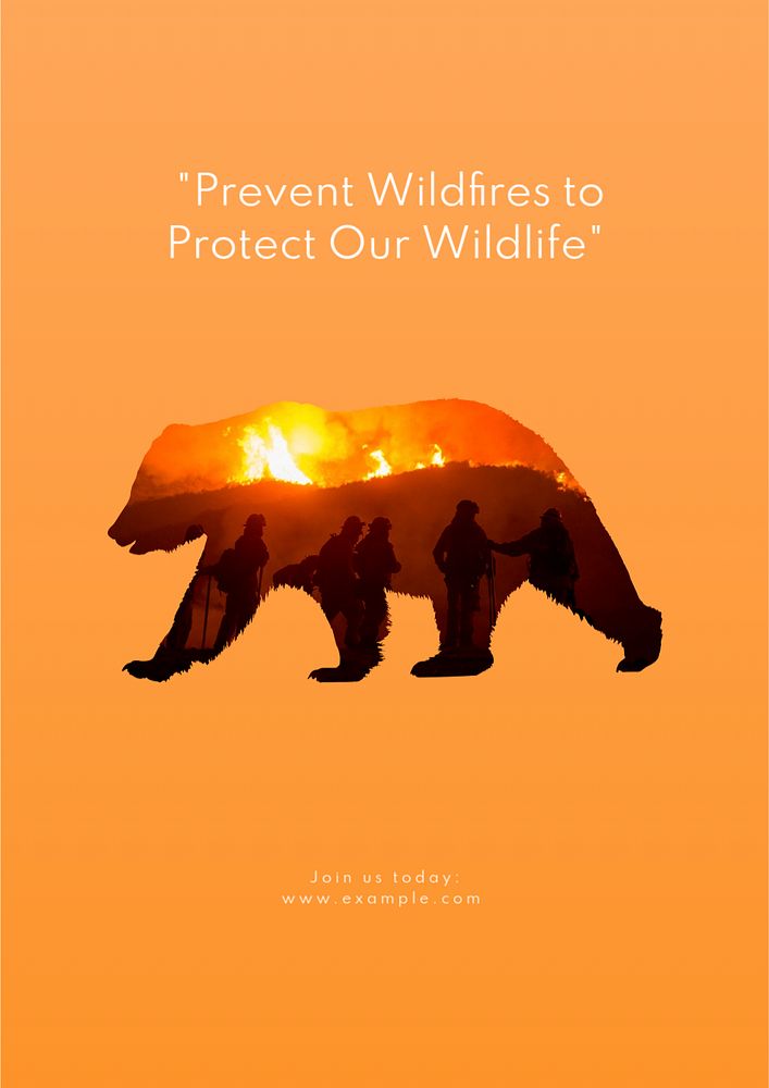 Prevent wildfires  poster template, editable text & design