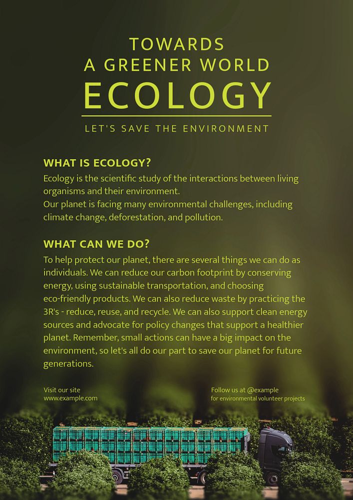 Ecology poster template, editable text and design