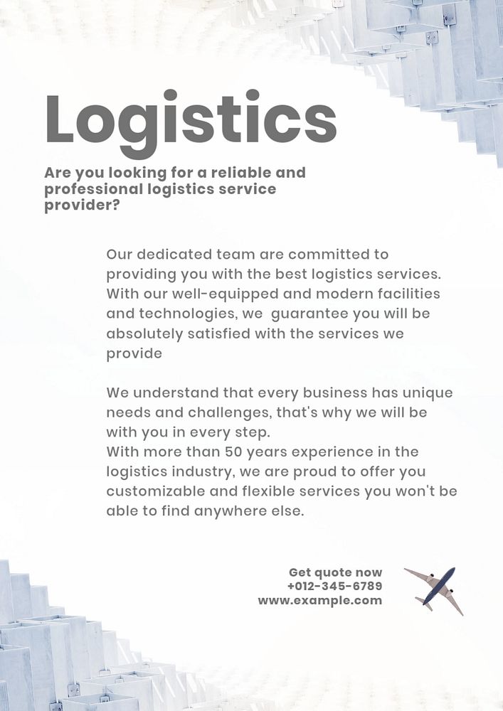 Logistics poster template, editable text and design