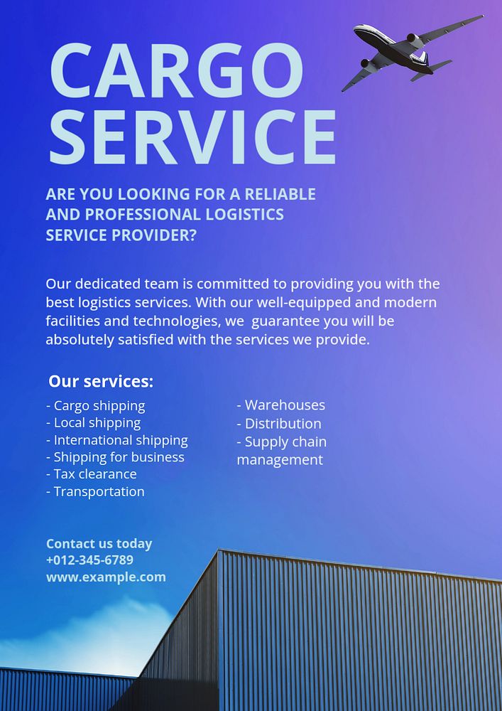 Cargo service poster template, editable text and design