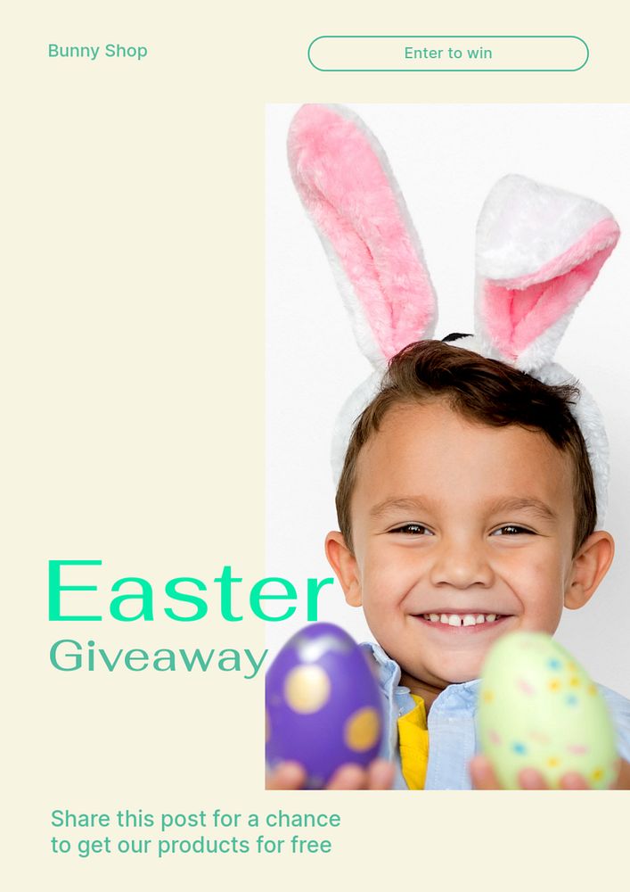 Easter giveaway poster template, editable text & design