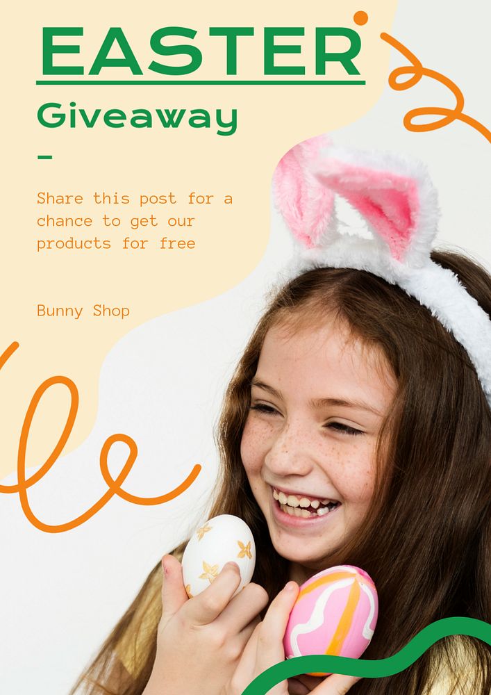 Easter giveaway poster template, editable text & design