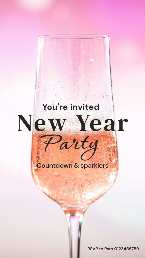 New Year party Instagram story template, editable text