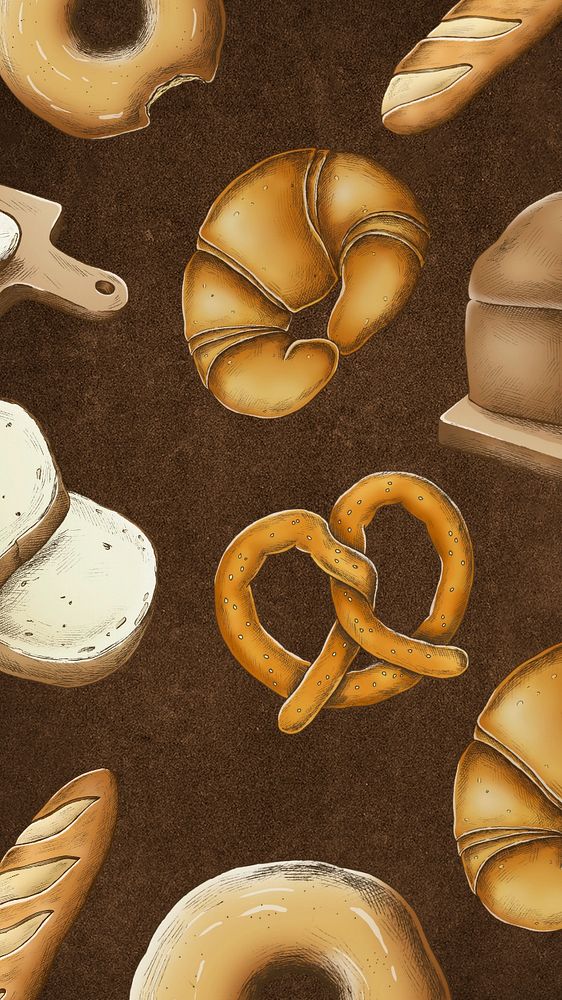 Brown mobile wallpaper editable bread pattern