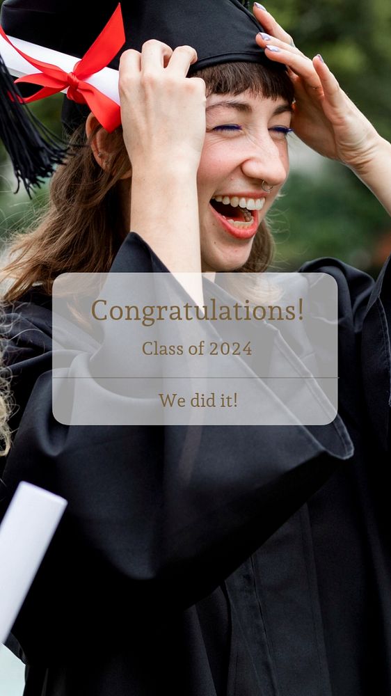 Graduation notification  Instagram story template, editable text