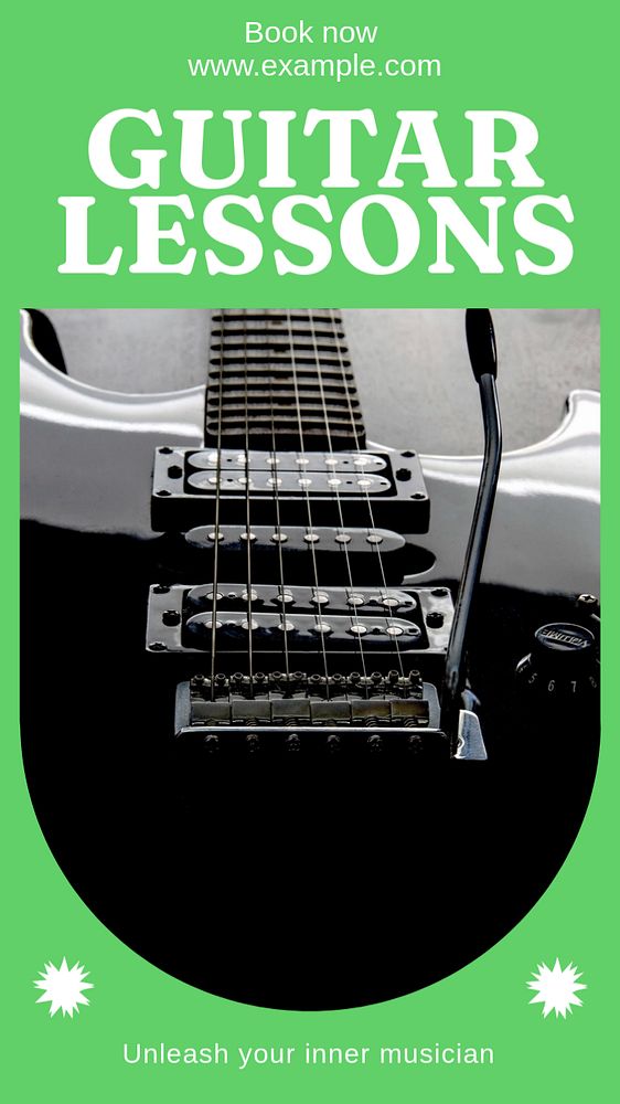 Guitar lessons  Instagram story template, editable text