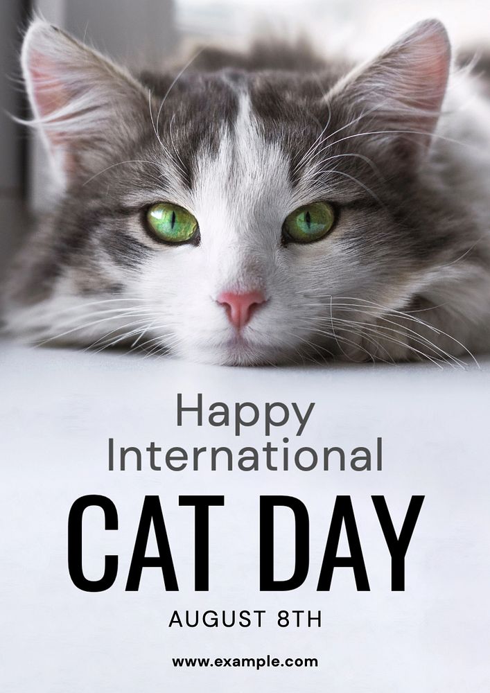 Cat day poster template, editable text and design