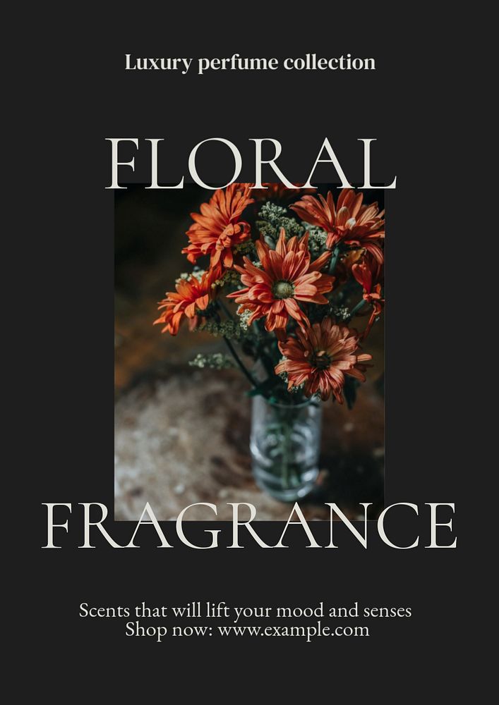 Floral fragrance  poster template, editable text & design