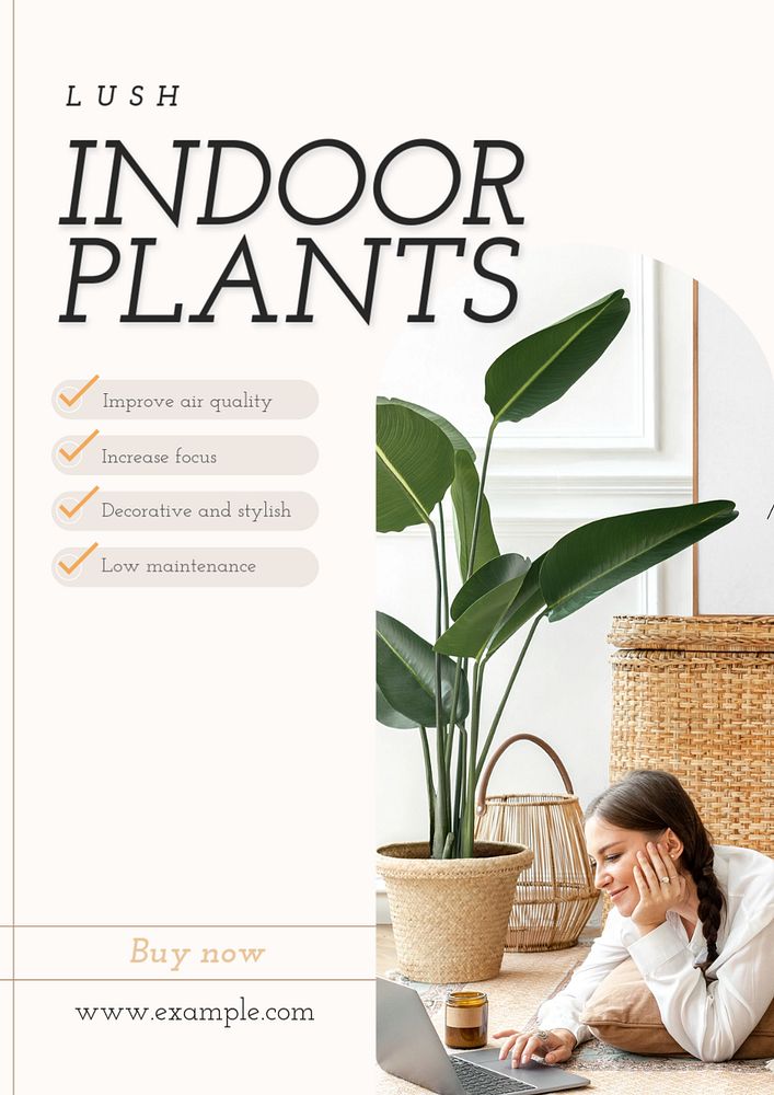 Indoor plants  poster template, editable text & design