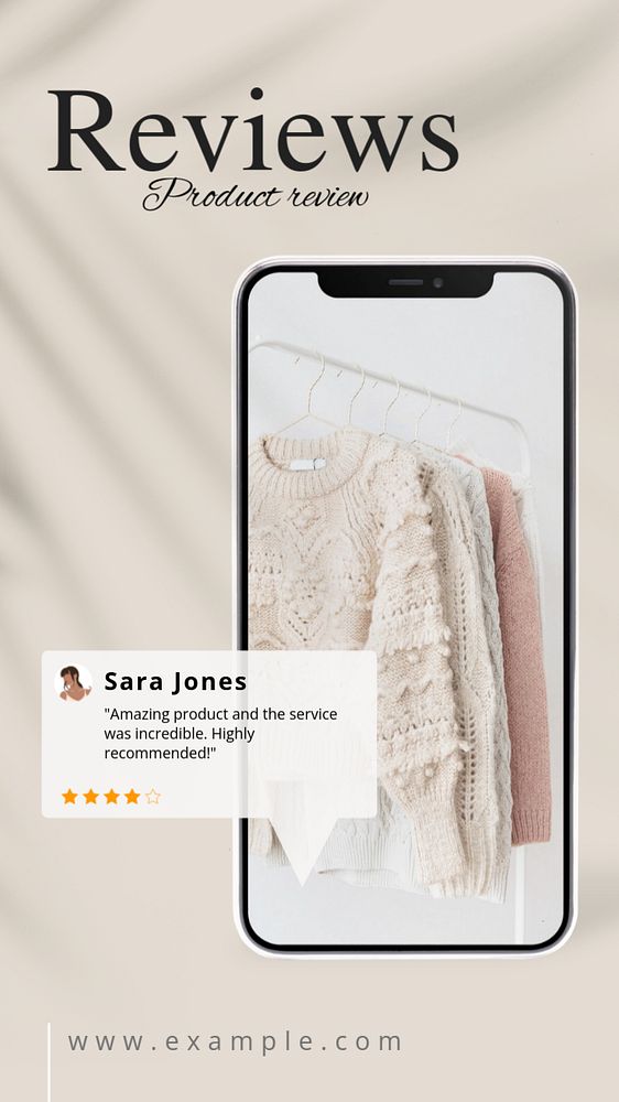 Fashion review  Instagram story template, editable text