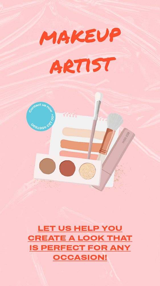 Makeup artist Instagram story template, editable text