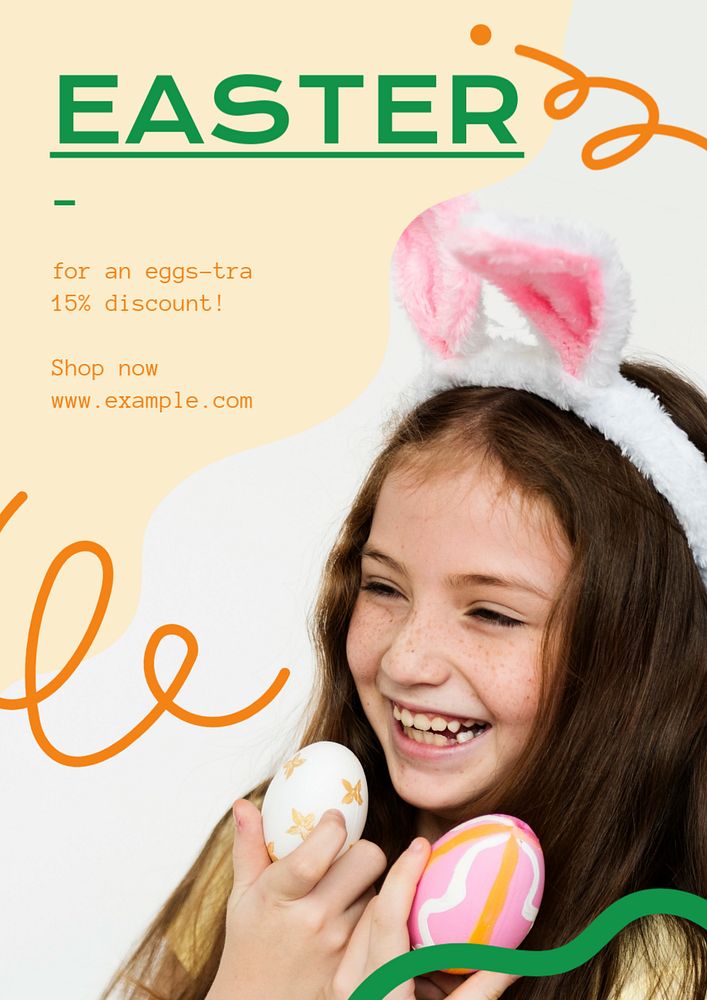 Easter sale poster template, editable text & design