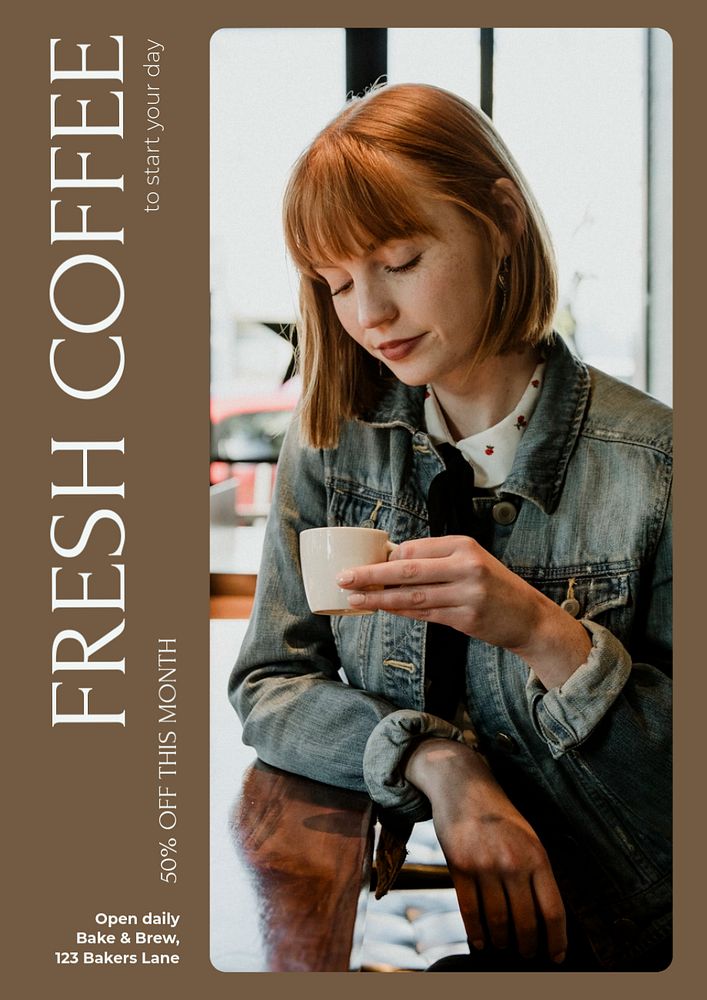 Fresh coffee poster template, editable | Premium Editable Template ...