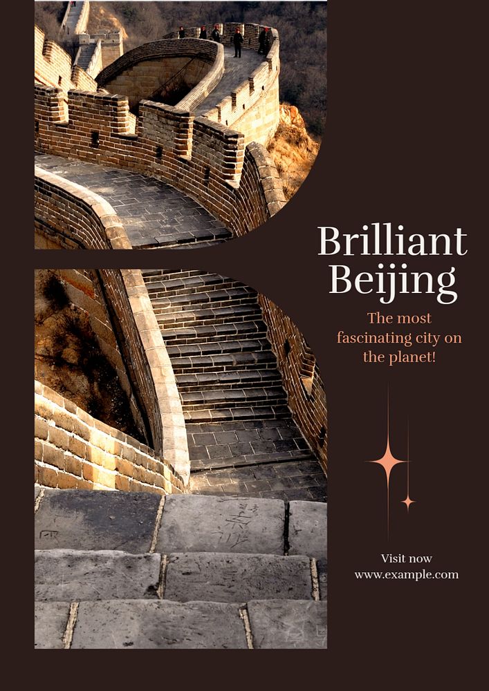 Beijing travel poster template, editable text & design