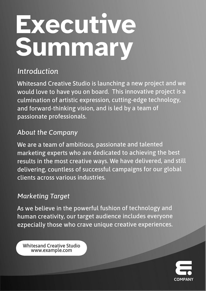 Executive summary poster template, editable text and design