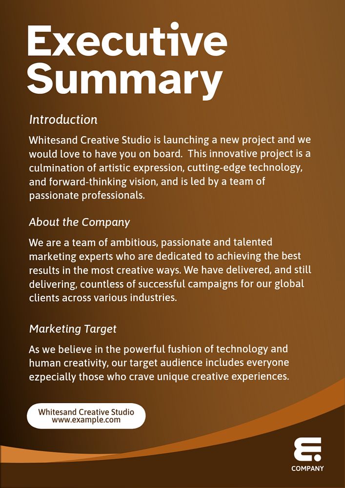 Executive summary poster template, editable text and design