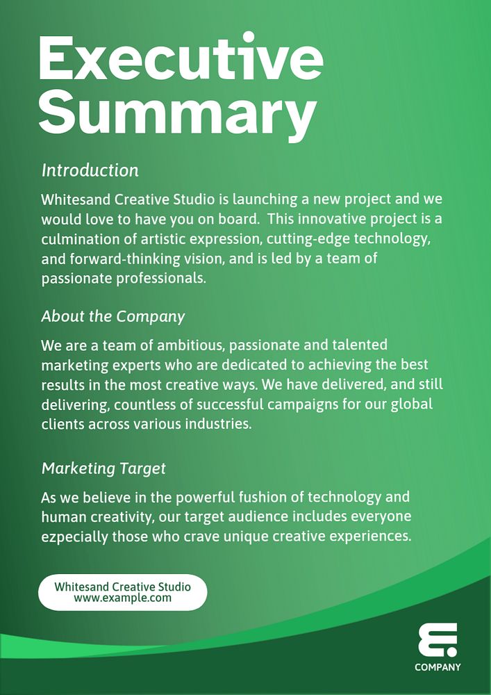 Executive summary poster template, editable text and design