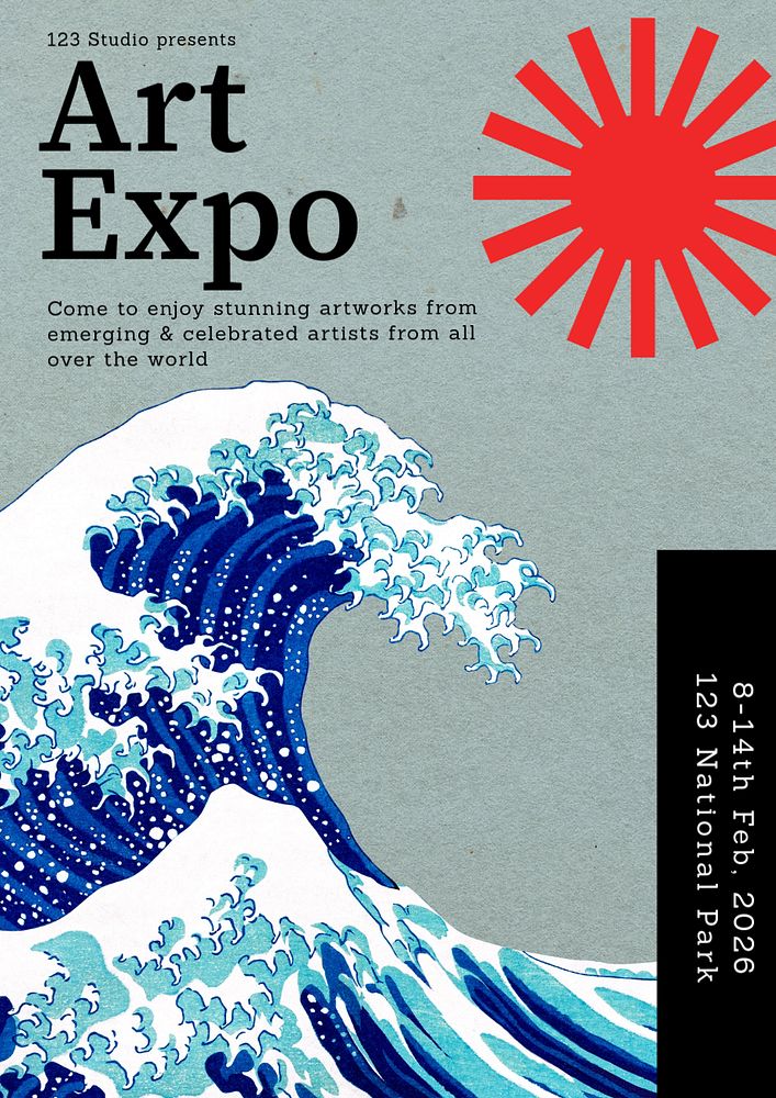 Art expo poster template, editable text & design