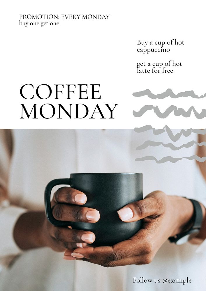 Coffee Monday poster template, editable text & design