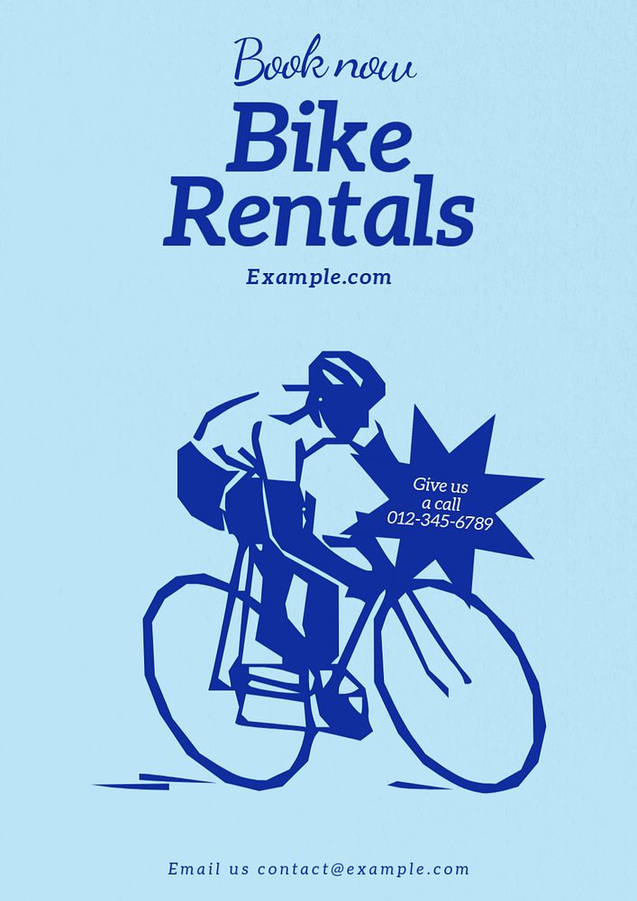 Bike rentals poster template, editable text & design