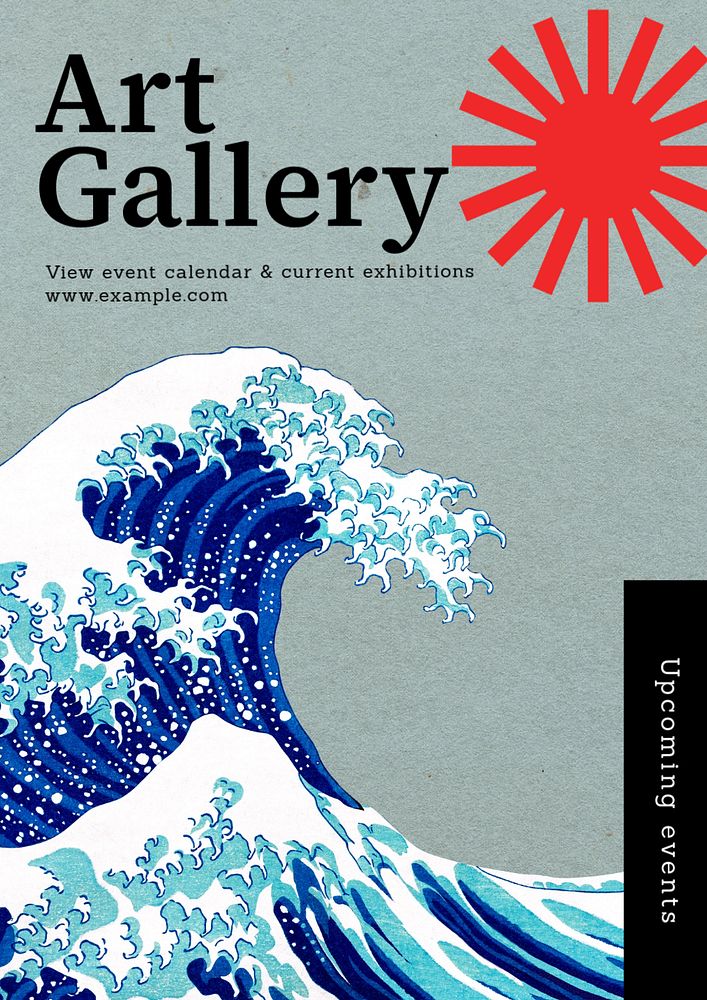 Art gallery events poster template, editable text & design