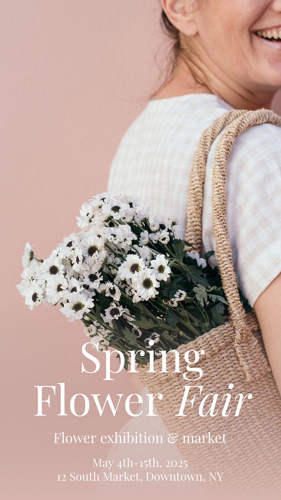 Spring flower fair Instagram story template, editable text