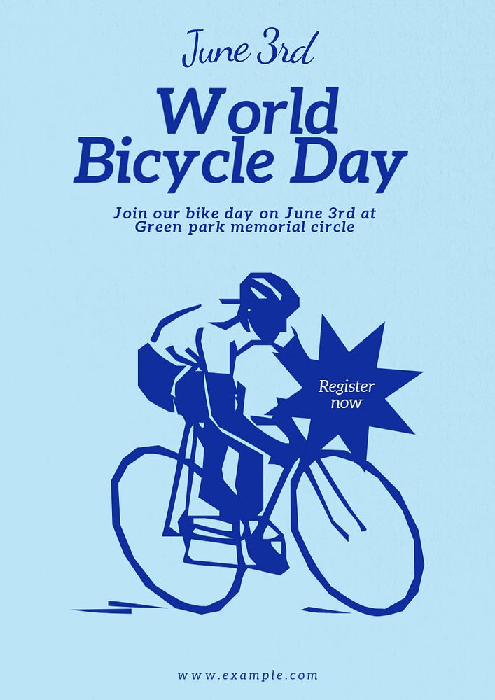 World bicycle day poster template, editable text & design