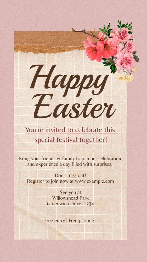 Happy Easter story template, editable social media design