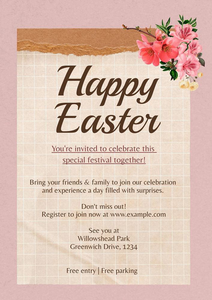 Happy Easter poster template, editable design