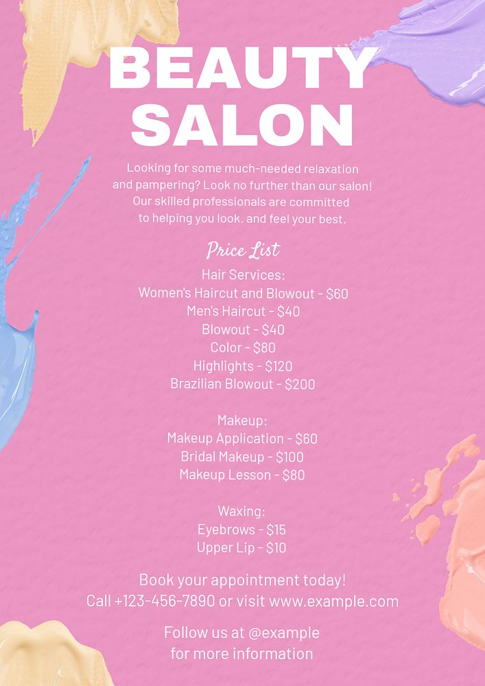 Beauty salon poster template, editable design