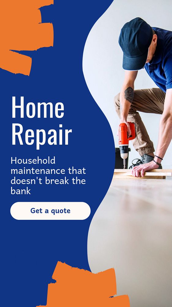 Home repair Instagram story template, editable text