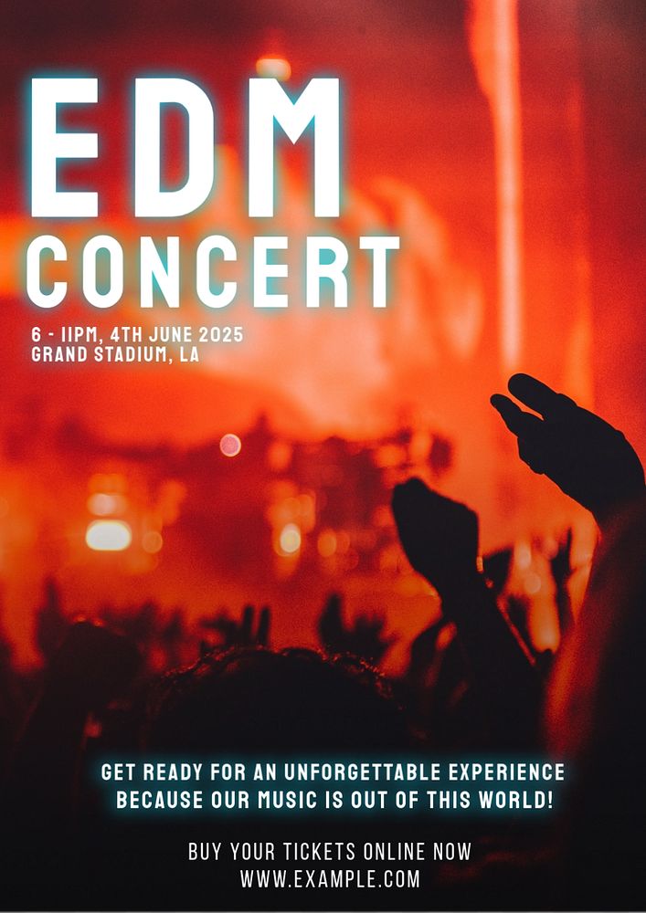 EDM concert poster template, editable text & design