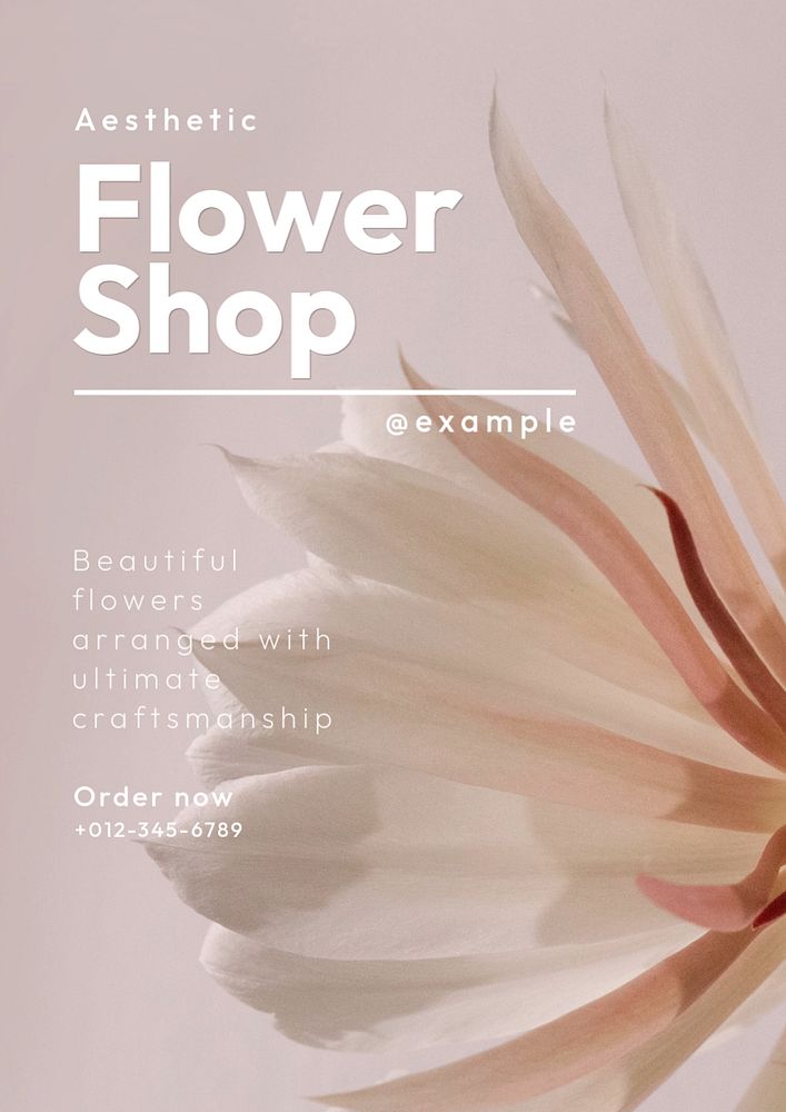 Flower shop poster template, editable text & design