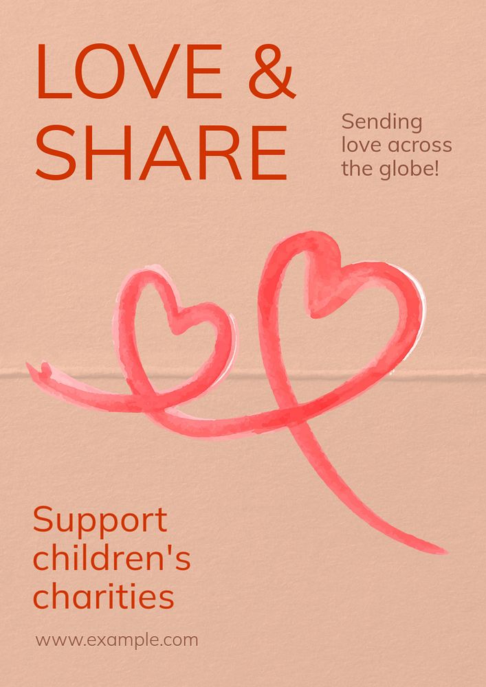 Children charities poster template, editable text & design