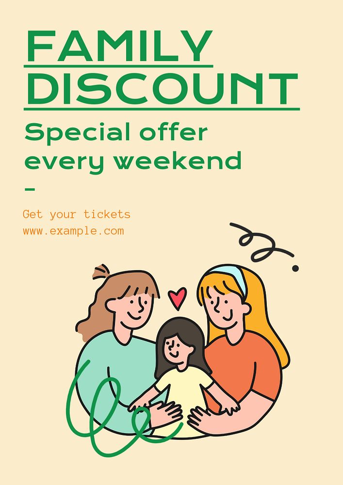 Family discount poster template, editable text & design